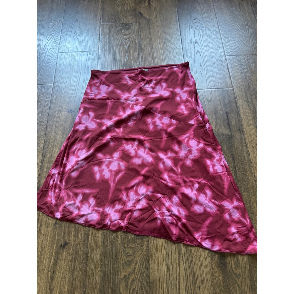 Wild Fable Pink Burgundy Tie Dye Mesh Asymmetrical Midi Skirt XL